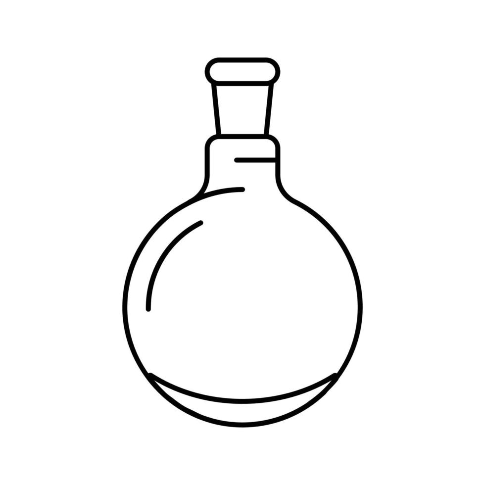 ronde bodem fles chemisch glaswerk laboratorium lijn icoon vector illustratie