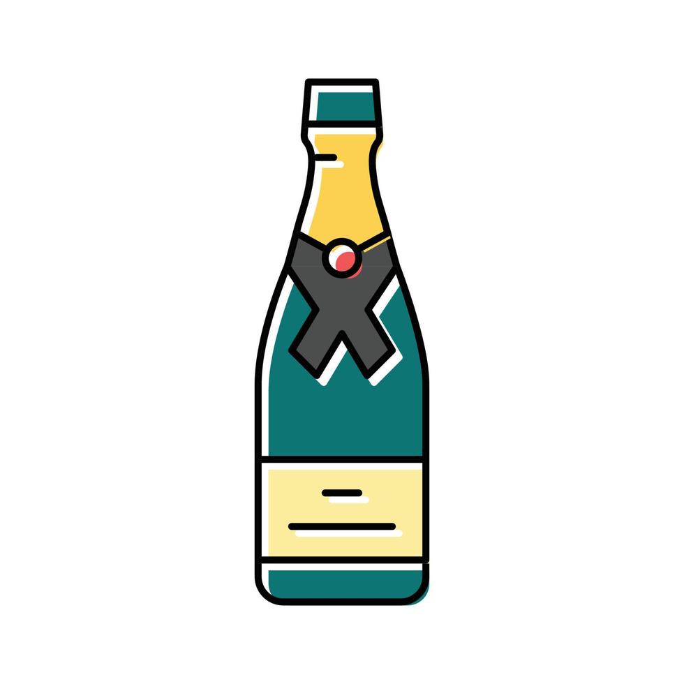 Champagne glas fles kleur icoon vector illustratie