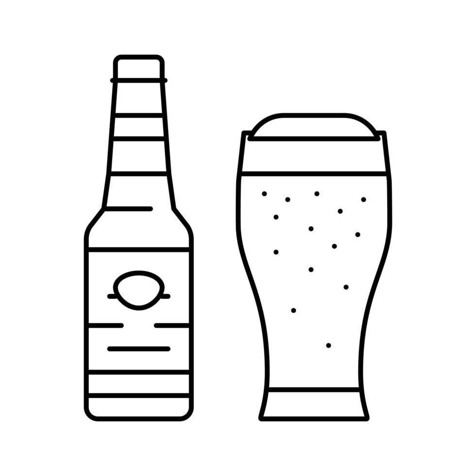 bier drinken fles lijn icoon vector illustratie