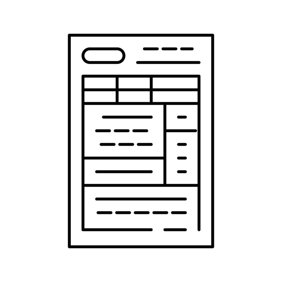 het formulier papier document lijn icoon vector illustratie