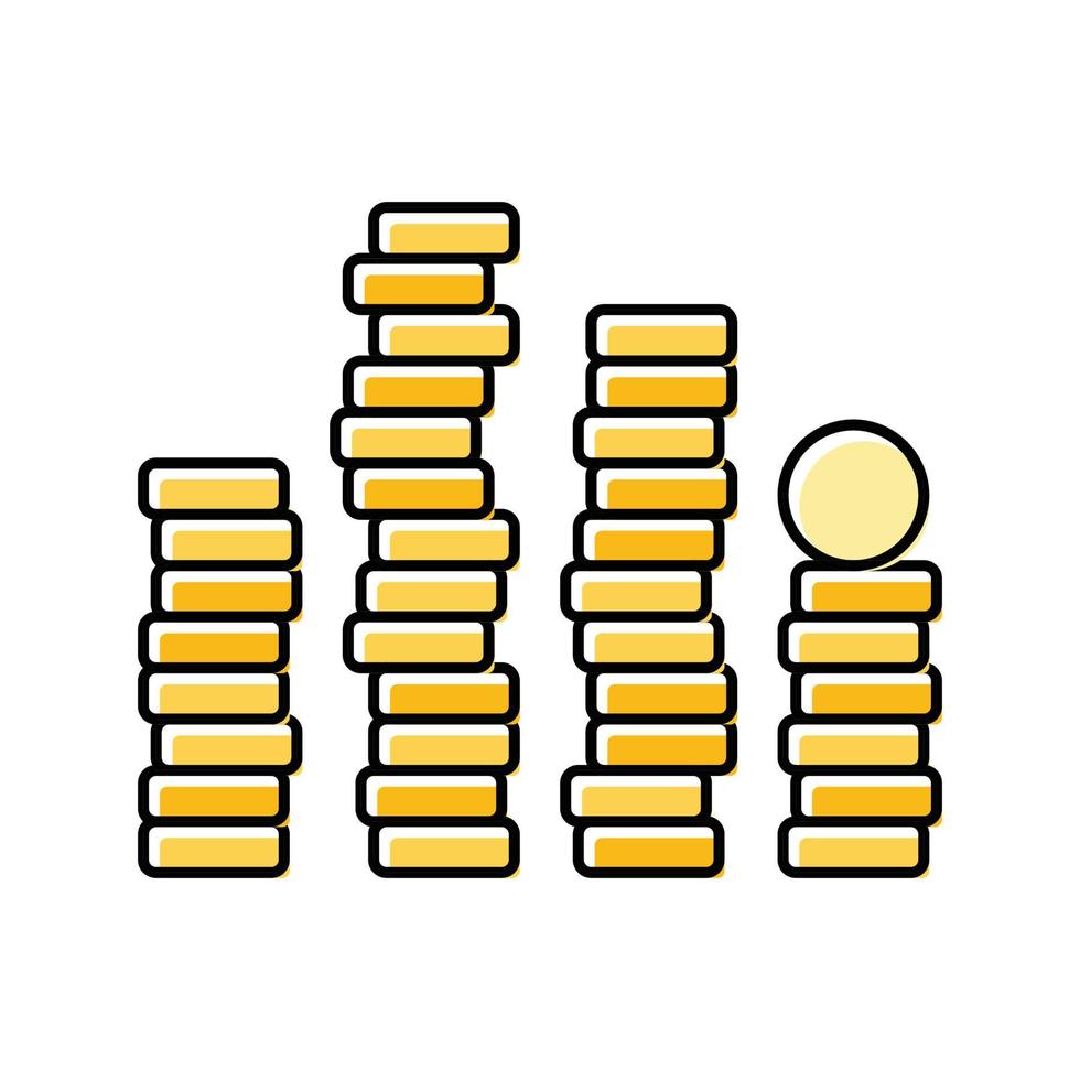 stack contant geld bank munt kleur icoon vector illustratie