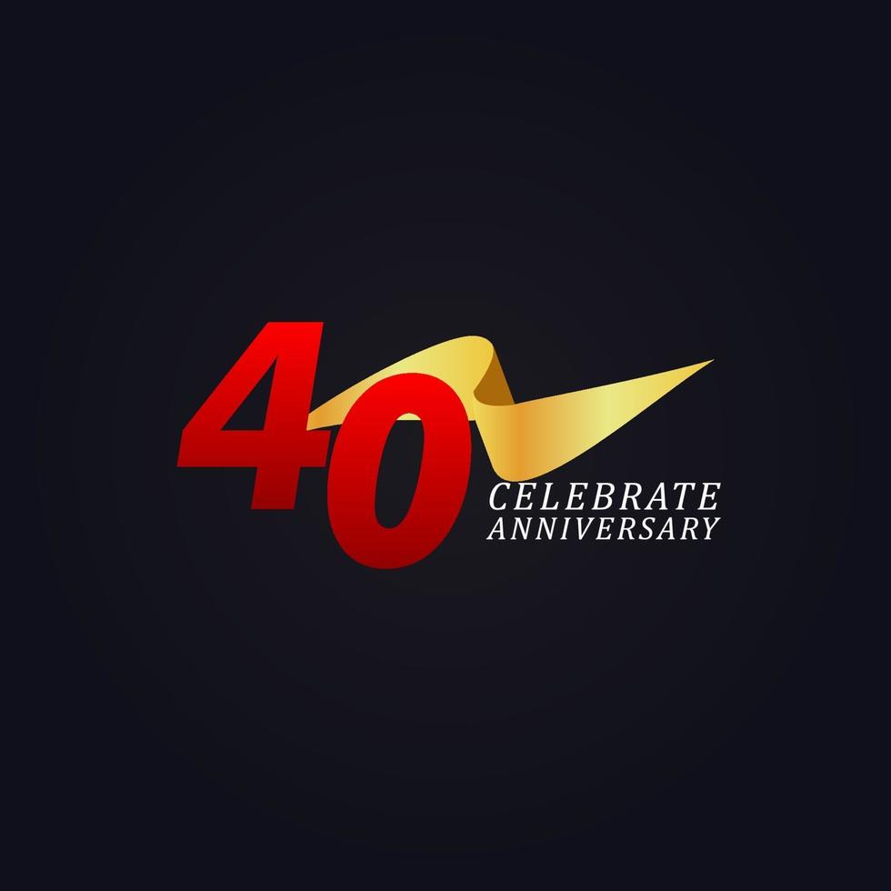 40 jaar verjaardag viering elegante gouden lint vector sjabloon ontwerp illustratie