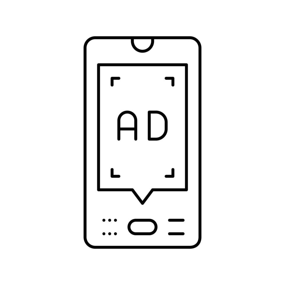 mobiel reclame lijn icoon vector illustratie