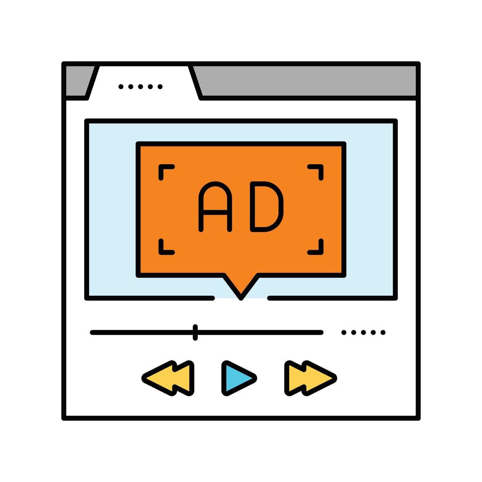 video reclame kleur icoon vector illustratie