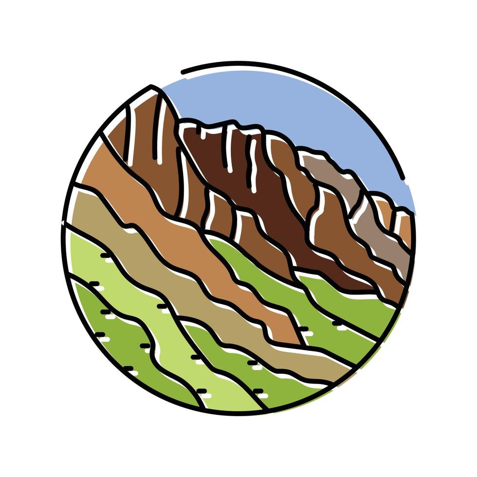 rotsachtig berg landschap kleur icoon vector illustratie