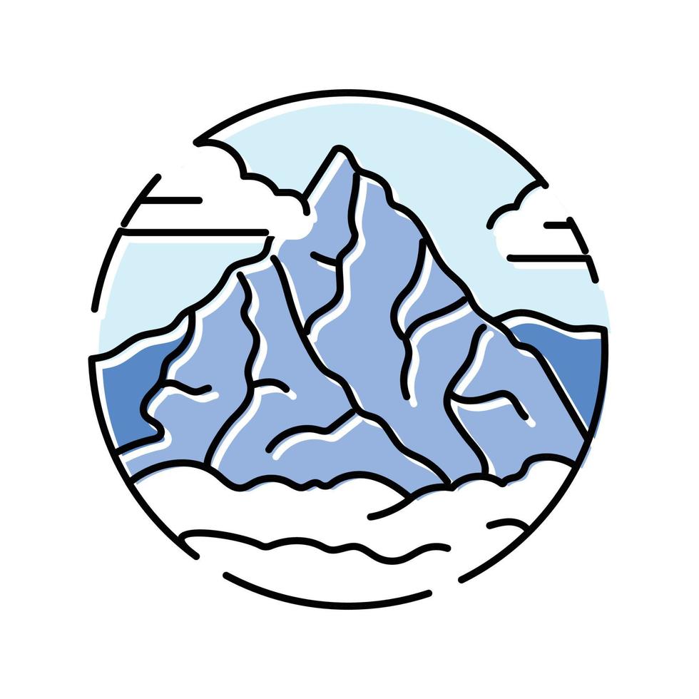 wandelen berg landschap kleur icoon vector illustratie