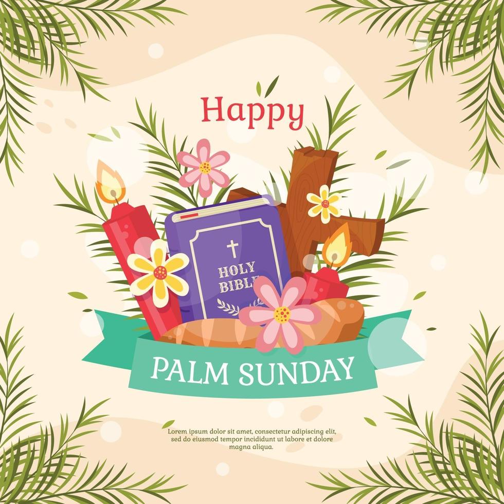 gelukkige palmzondag met handgetekende stijl vector