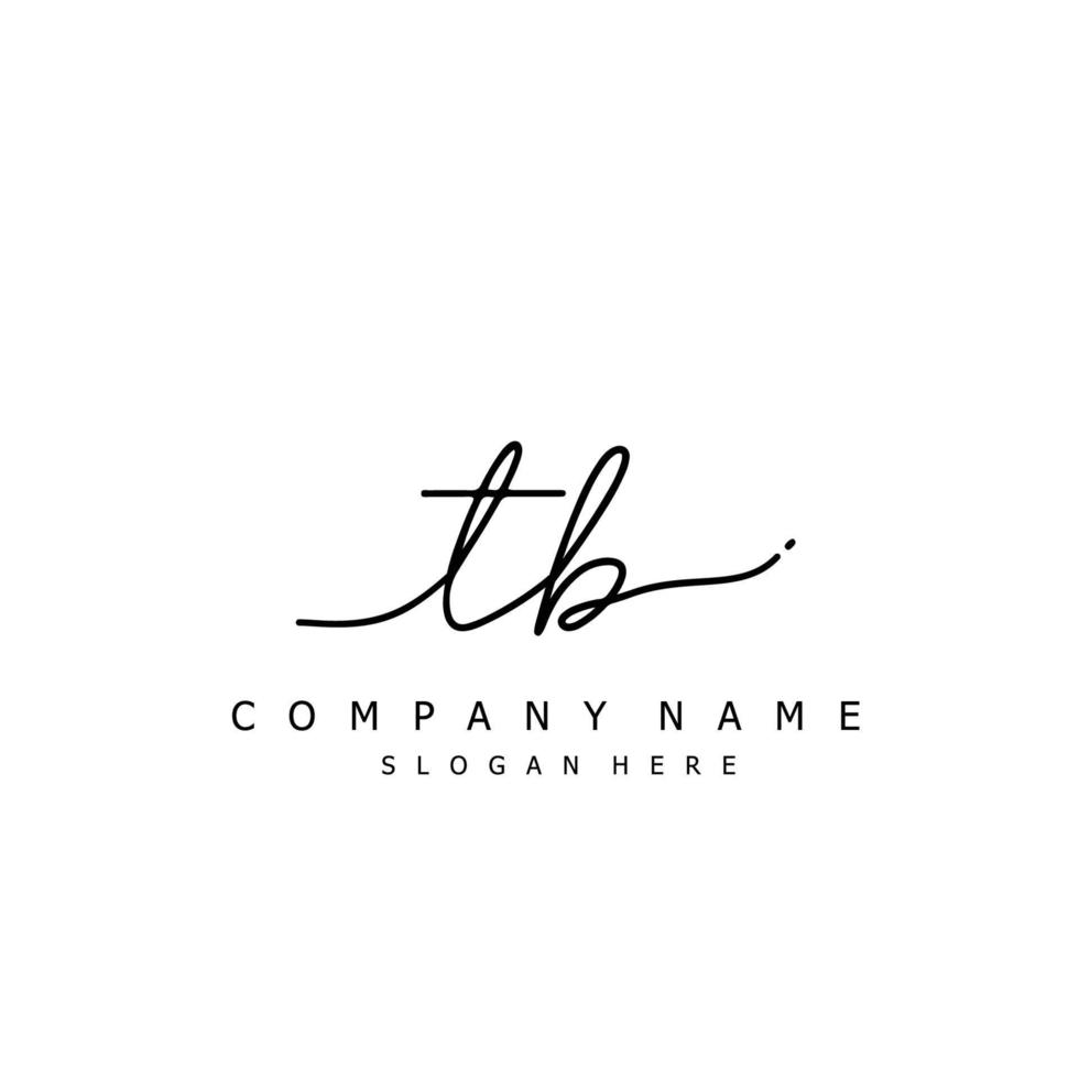 eerste tb handschrift van handtekening logo vector