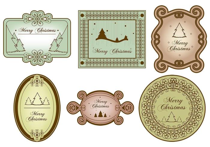 Vintage Merry Christmas Label Vector Pack
