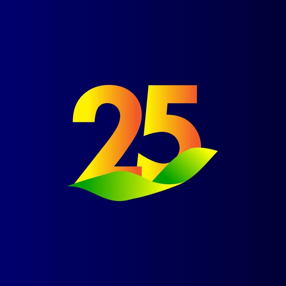 25 jaar verjaardag oranje blauw viering vector sjabloon ontwerp illustratie