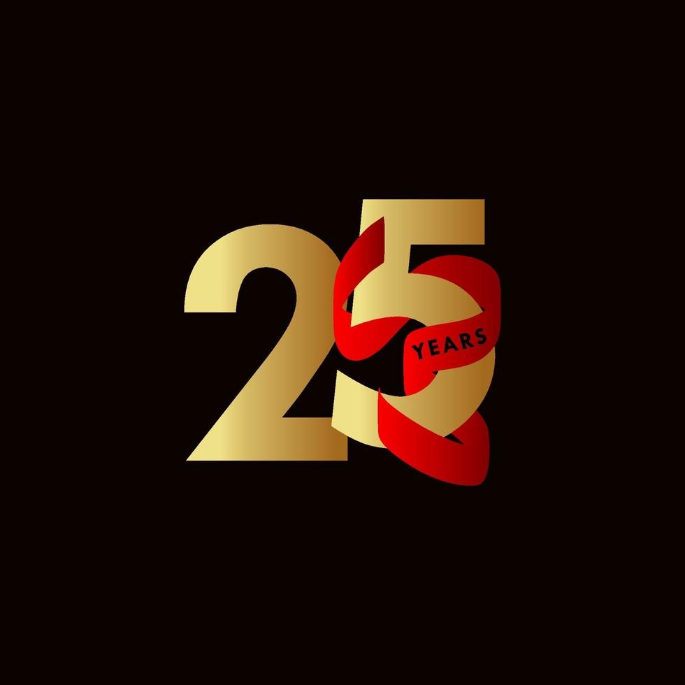 25 jaar verjaardag lint viering vector sjabloon ontwerp illustratie