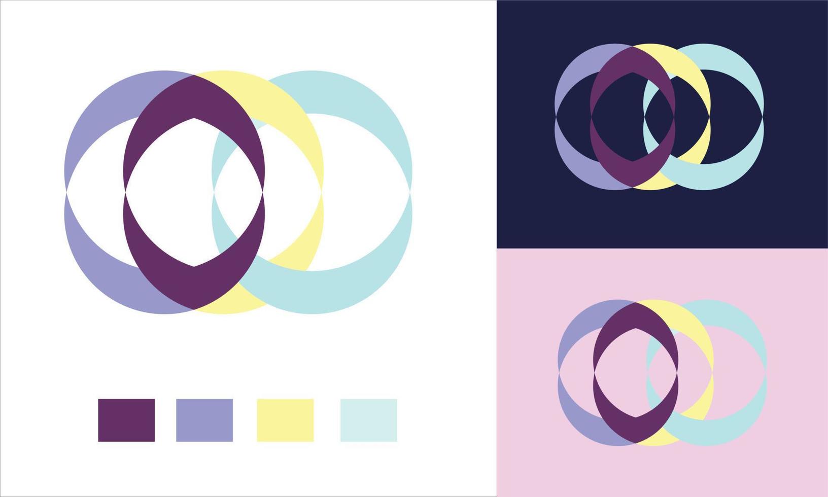 Purper en blauw logo met O brief vector