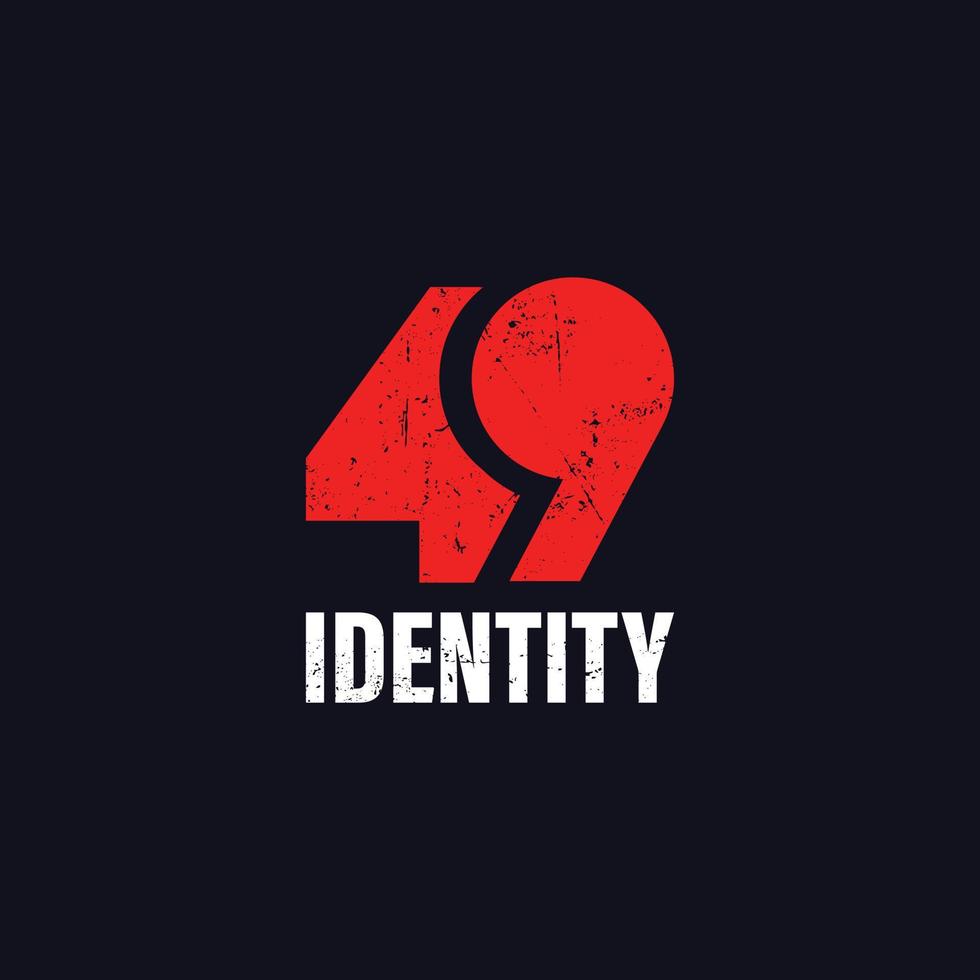 logo aantal 49 identiteit met de concept van wijnoogst en grunge vector