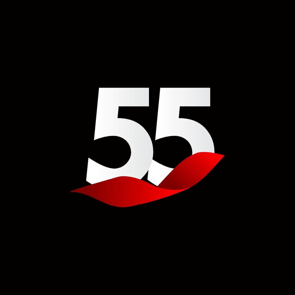 55 jaar verjaardag witte viering vector sjabloon ontwerp illustratie