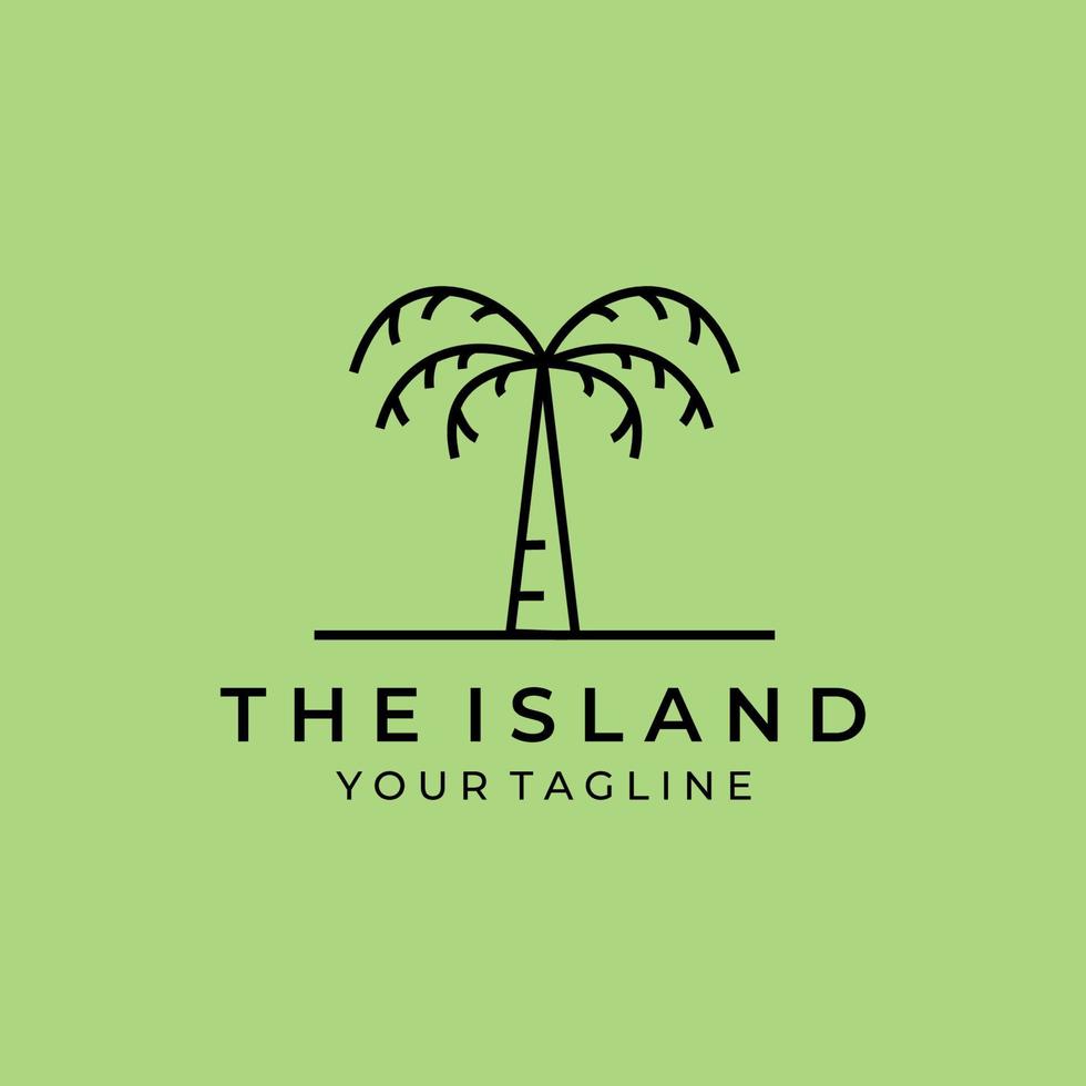 eiland paradijs lijn kunst palm boom logo vector illustratie ontwerp grafisch