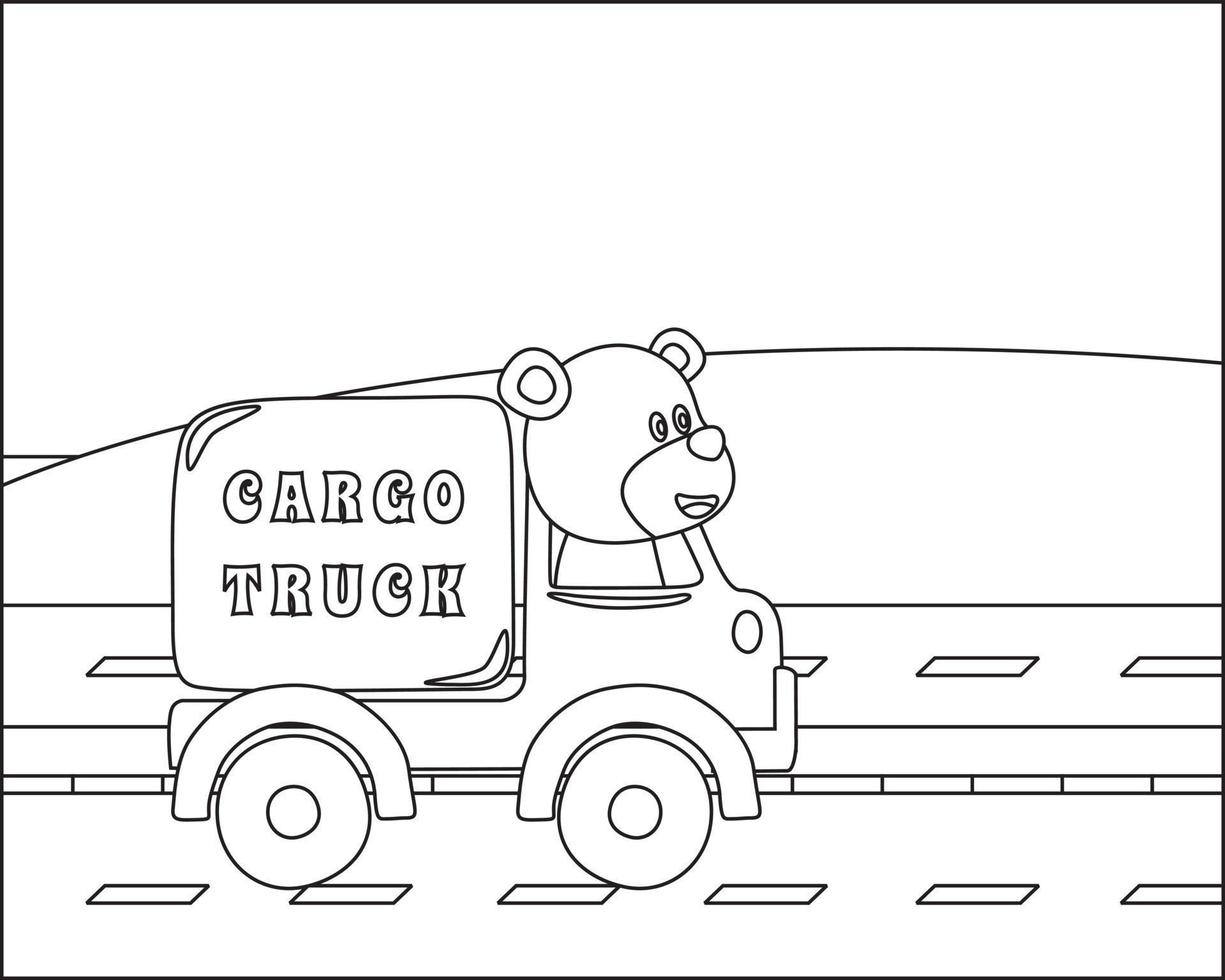 vector tekenfilm van dier Aan lading vrachtwagen, tekenfilm geïsoleerd vector illustratie, creatief vector kinderachtig ontwerp voor kinderen werkzaamheid kleuren boek of bladzijde.