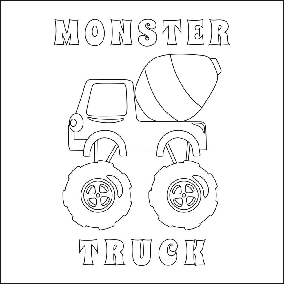 vector illustratie van monster vrachtauto met tekenfilm stijl. tekenfilm geïsoleerd vector illustratie, creatief vector kinderachtig ontwerp voor kinderen werkzaamheid kleuren boek of bladzijde.