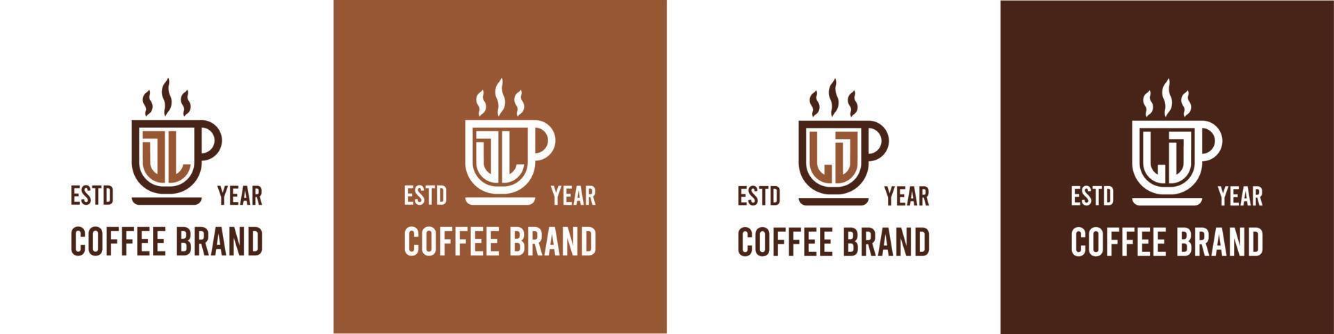 brief dl en ld koffie logo, geschikt voor ieder bedrijf verwant naar koffie, thee, of andere met dl of ld initialen. vector