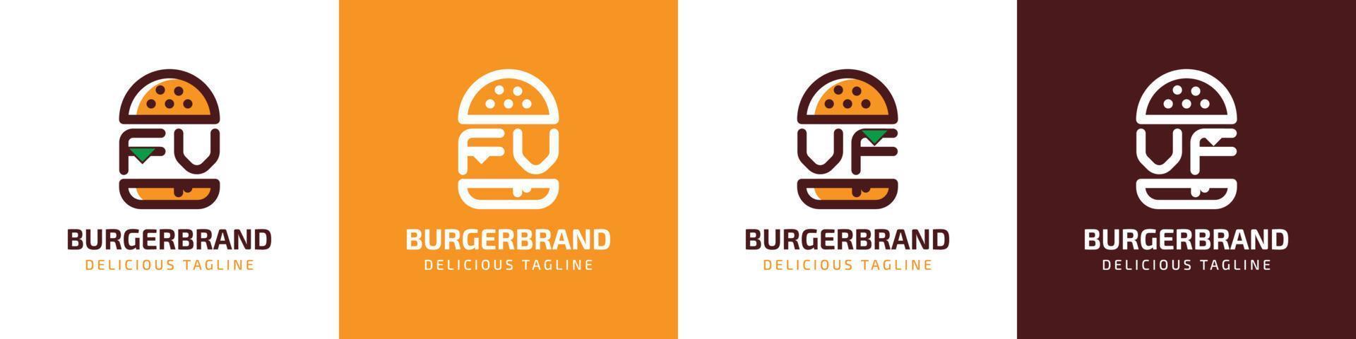 brief fv en vf hamburger logo, geschikt voor ieder bedrijf verwant naar hamburger met fv of vf initialen. vector