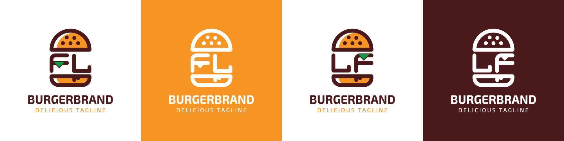 brief fl en lf hamburger logo, geschikt voor ieder bedrijf verwant naar hamburger met fl of lf initialen. vector