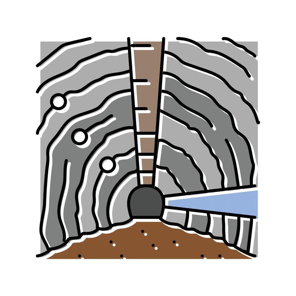 ondergronds mijnbouw koper productie kleur icoon vector illustratie
