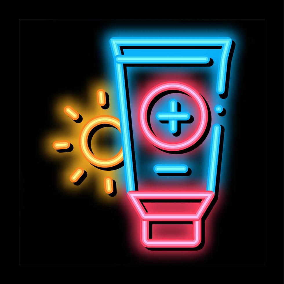 zonne- gezondheidszorg gel neon gloed icoon illustratie vector