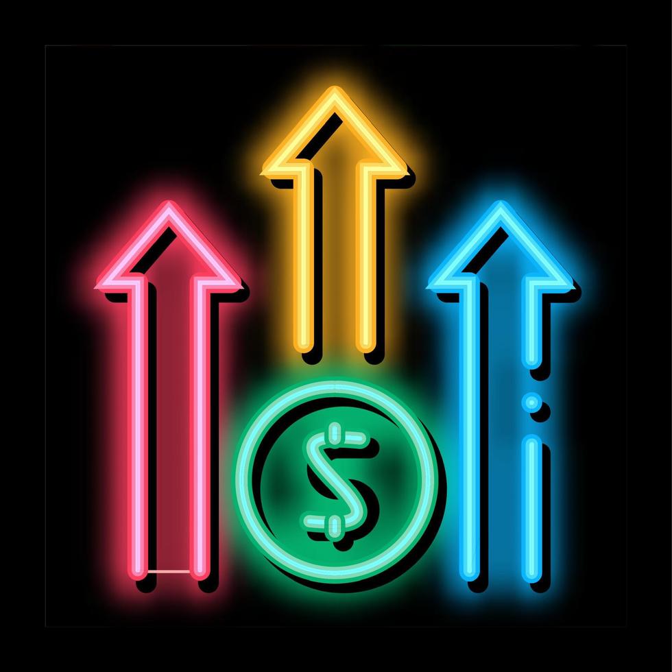 toenemen pijl dollar neon gloed icoon illustratie vector