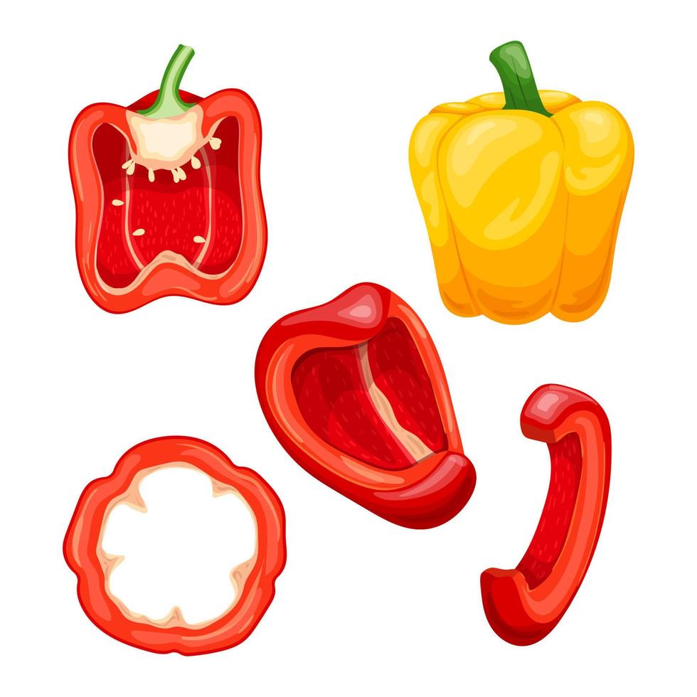 peper rood paprika voedsel reeks tekenfilm vector illustratie