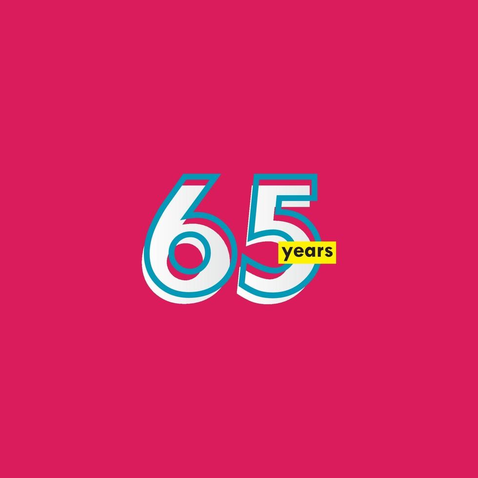 65 jaar verjaardag viering lijn vector sjabloon ontwerp illustratie