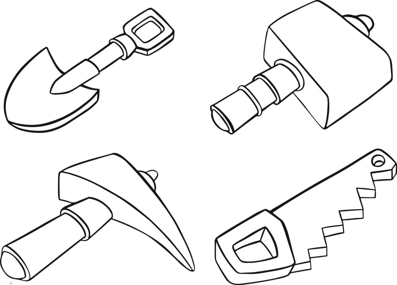 gereedschap lijn icoon cirkel set. vector illustratie