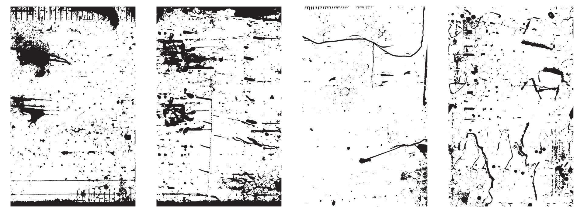 reeks van zwart en wit verontrust texturen. vector eps 10.