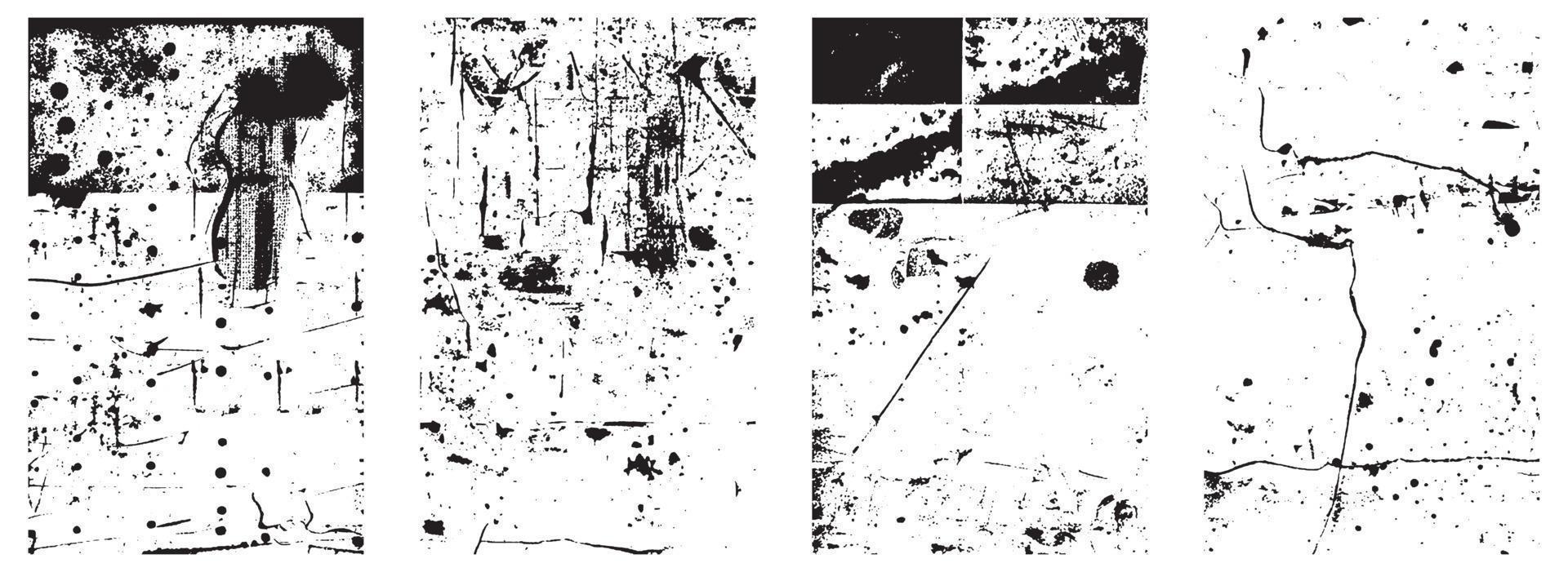 reeks van grunge nood vector texturen. zwart en wit achtergronden met spatten, krassen en bekladden Effecten. eps 10.