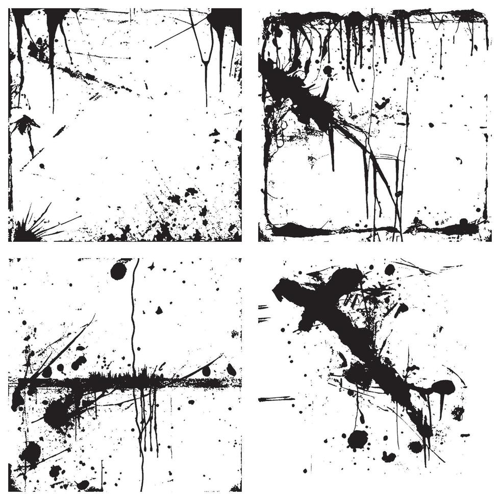 reeks van zwart en wit verontrust texturen. vector eps 10