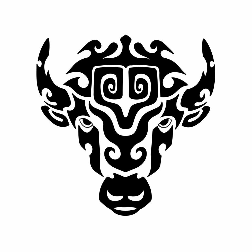 tribal bizon hoofd logo. tatoeëren ontwerp. stencil vector illustratie