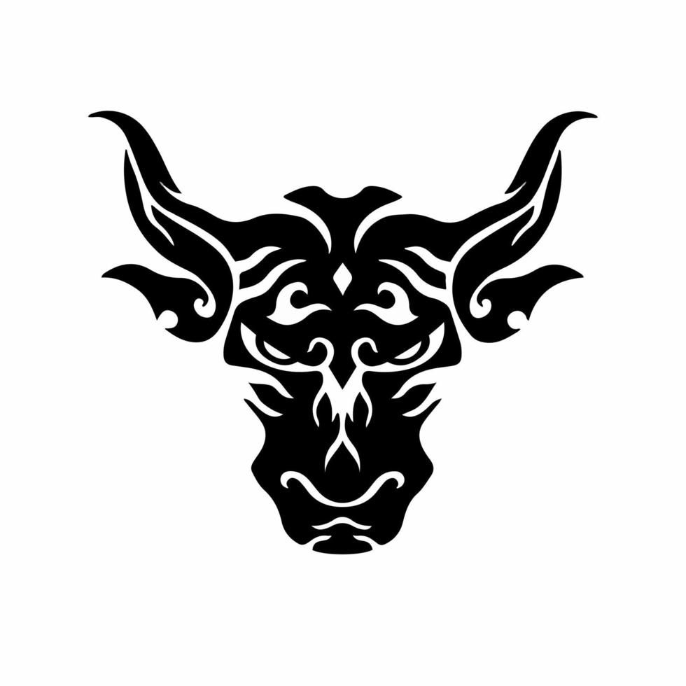 tribal stier hoofd logo. tatoeëren ontwerp. stencil vector illustratie