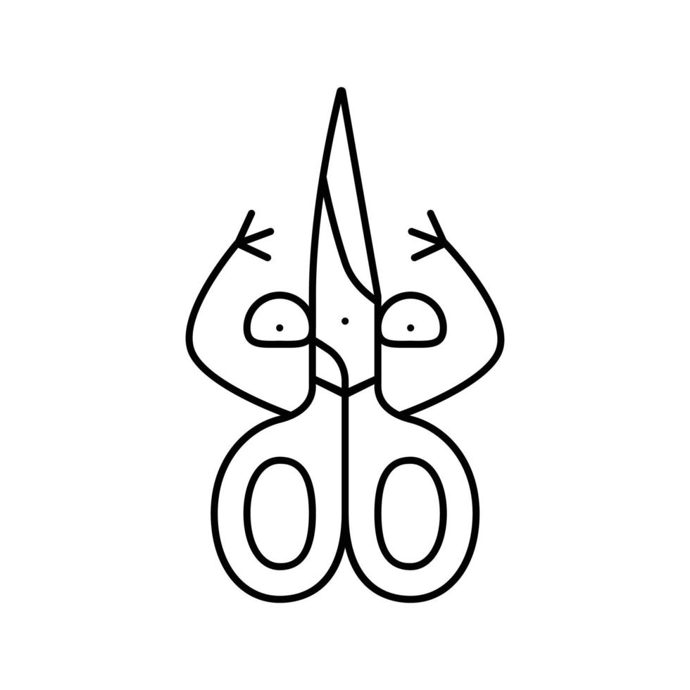 schaar school- karakter lijn icoon vector illustratie