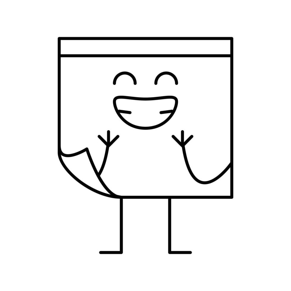 Notitie sticker school- karakter lijn icoon vector illustratie