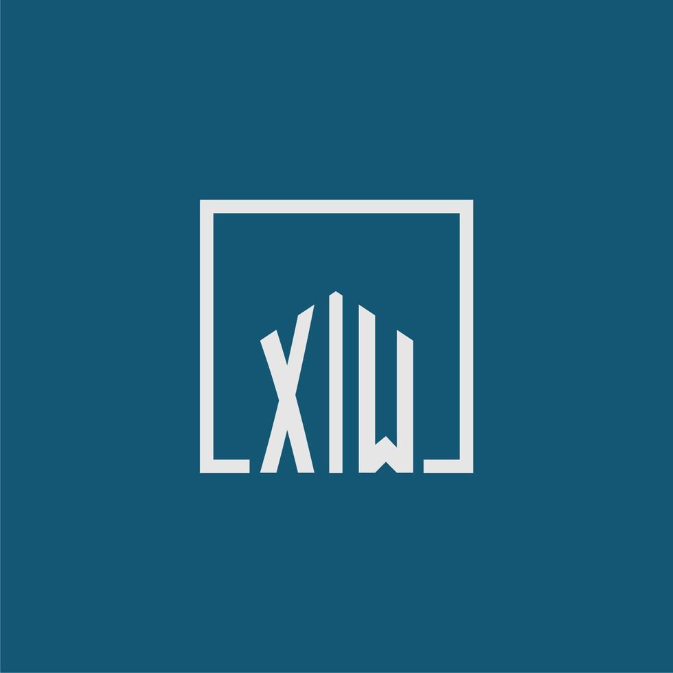 xw eerste monogram logo echt landgoed in rechthoek stijl ontwerp vector