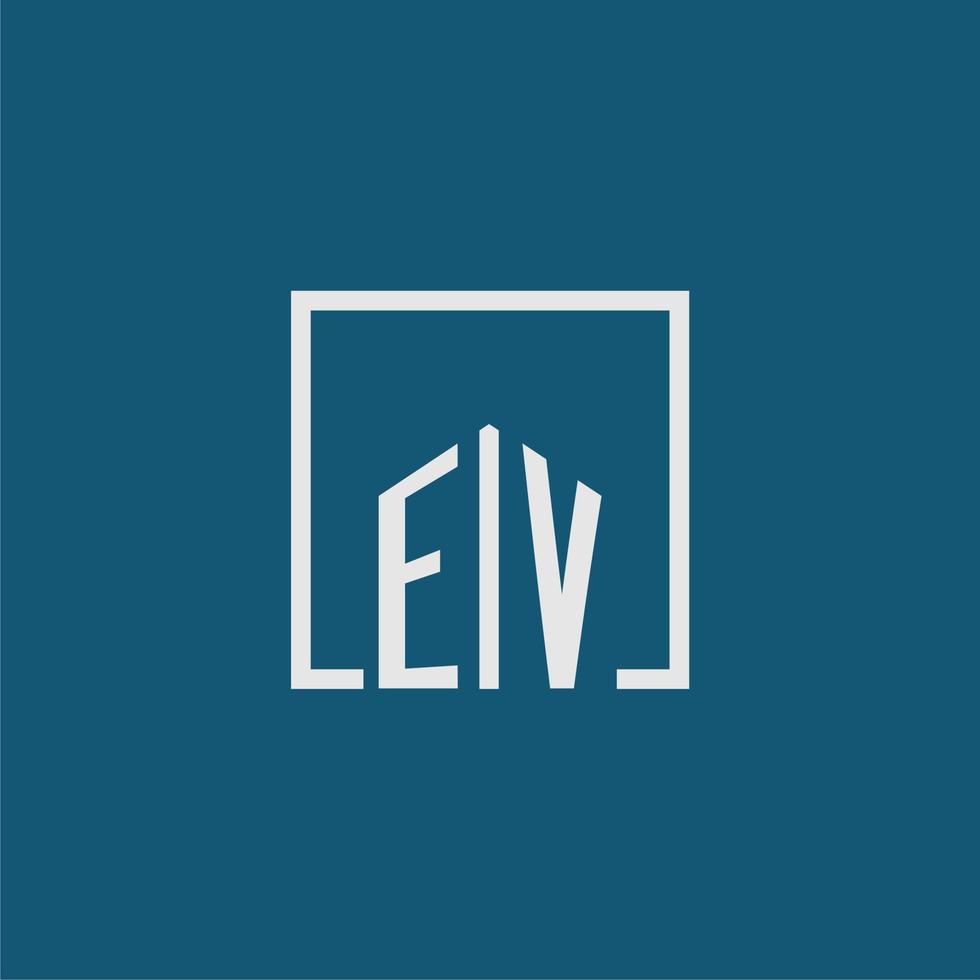 ev eerste monogram logo echt landgoed in rechthoek stijl ontwerp vector