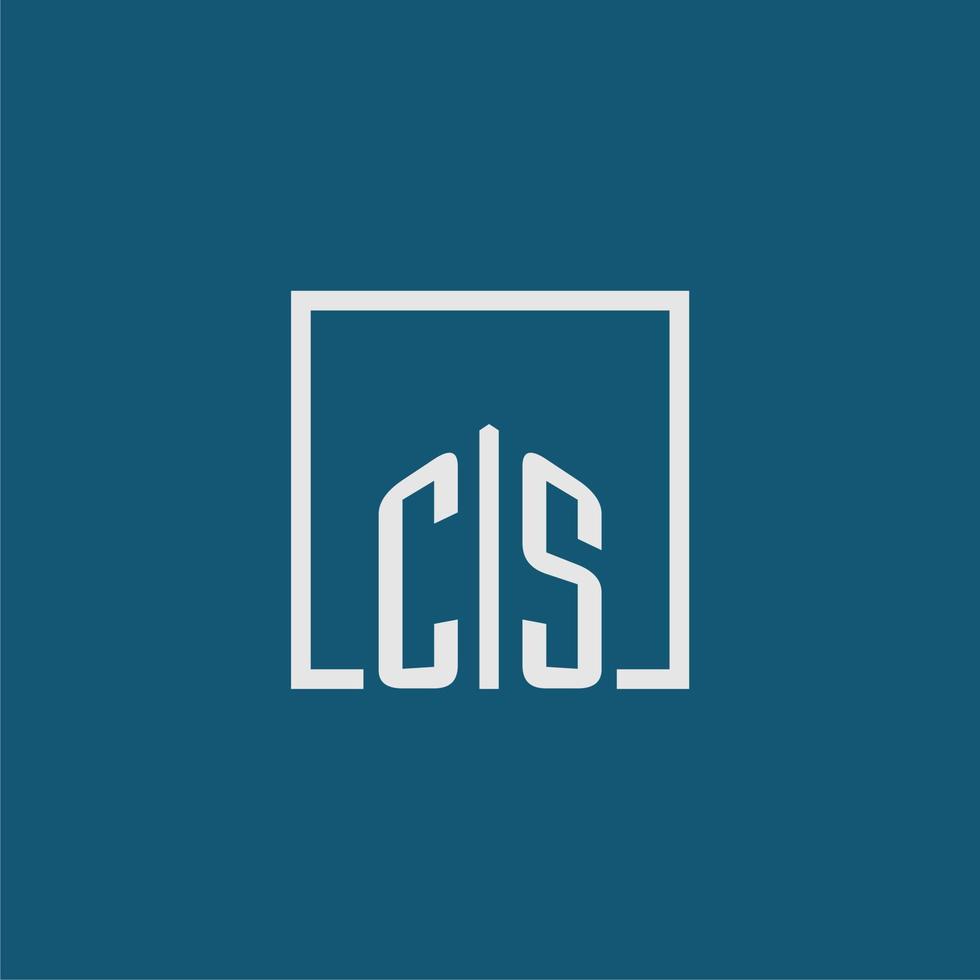 cs eerste monogram logo echt landgoed in rechthoek stijl ontwerp vector