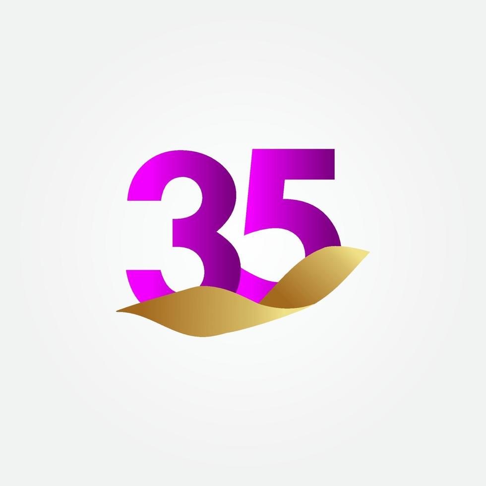 35 jaar verjaardag paarse viering vector sjabloon ontwerp illustratie