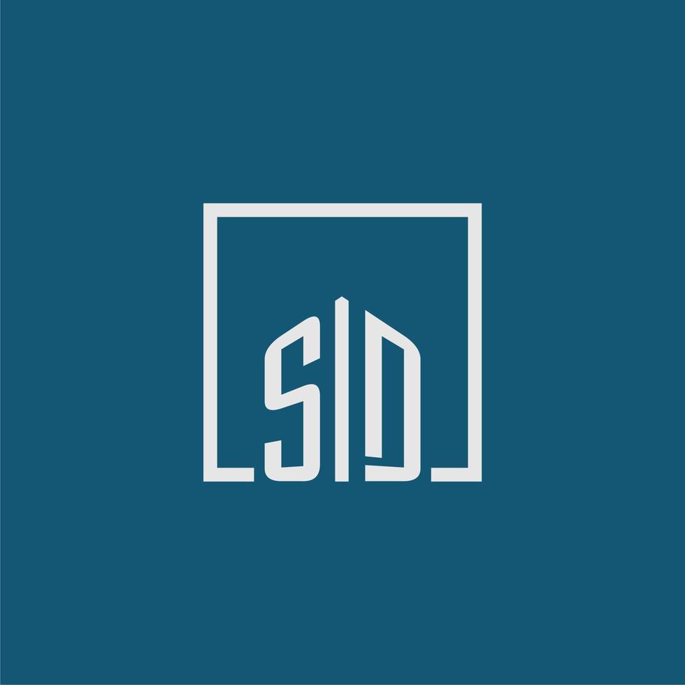 sd eerste monogram logo echt landgoed in rechthoek stijl ontwerp vector