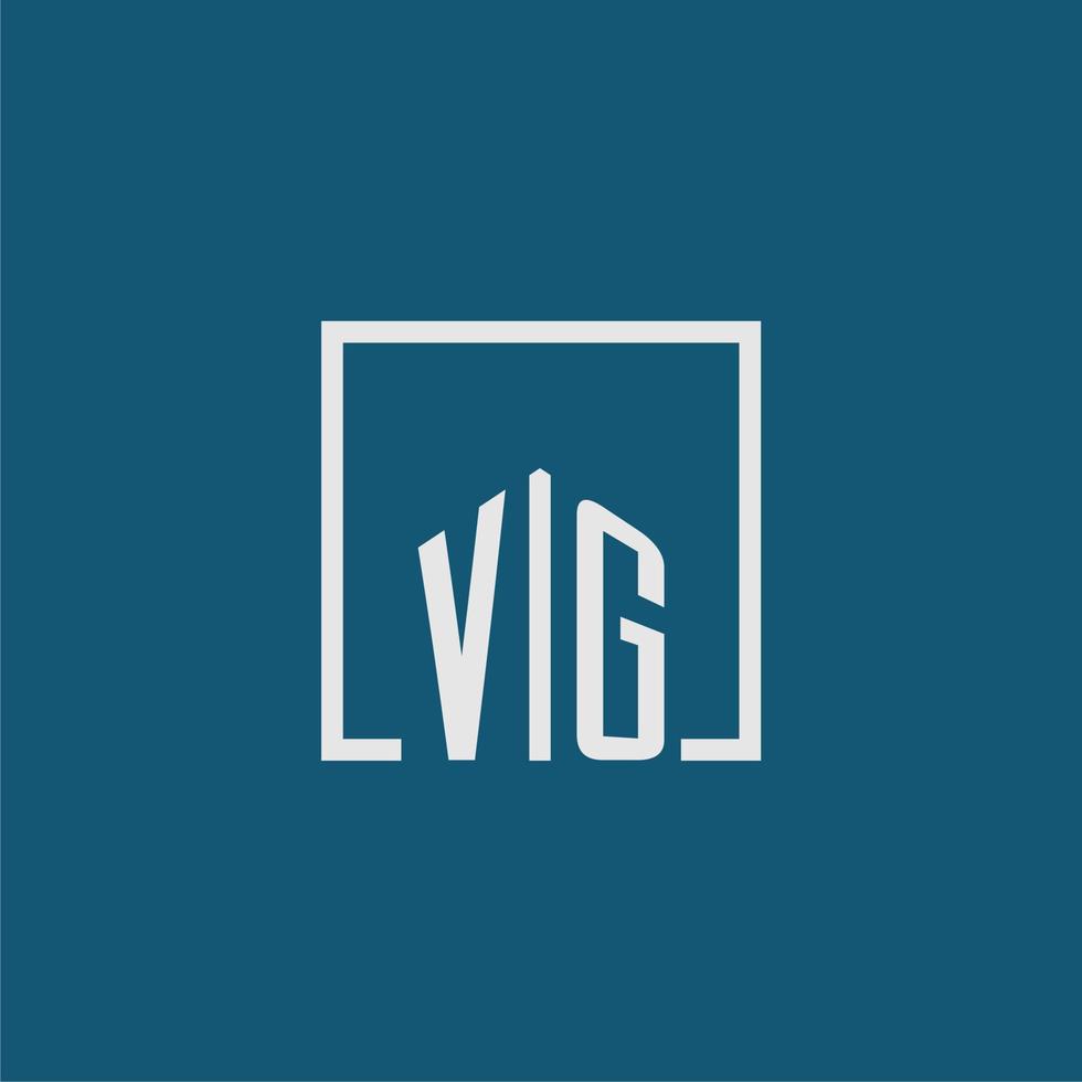 vg eerste monogram logo echt landgoed in rechthoek stijl ontwerp vector