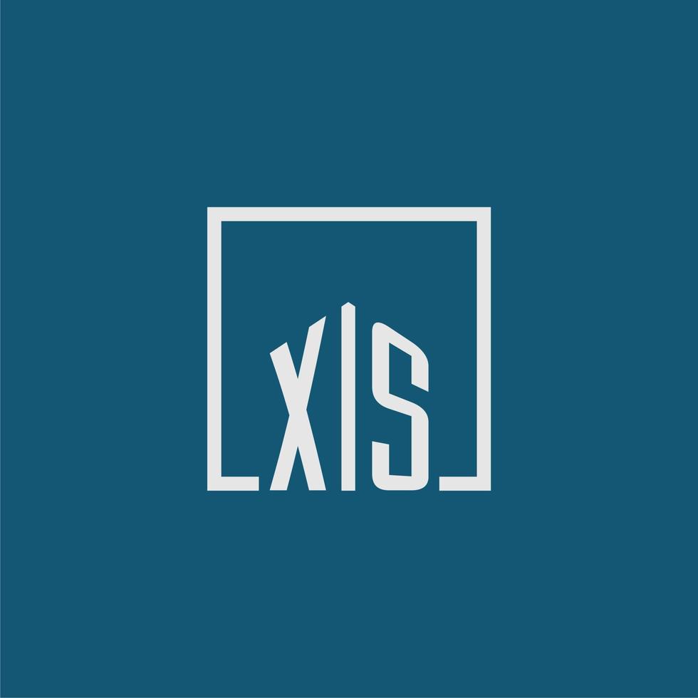 xs eerste monogram logo echt landgoed in rechthoek stijl ontwerp vector