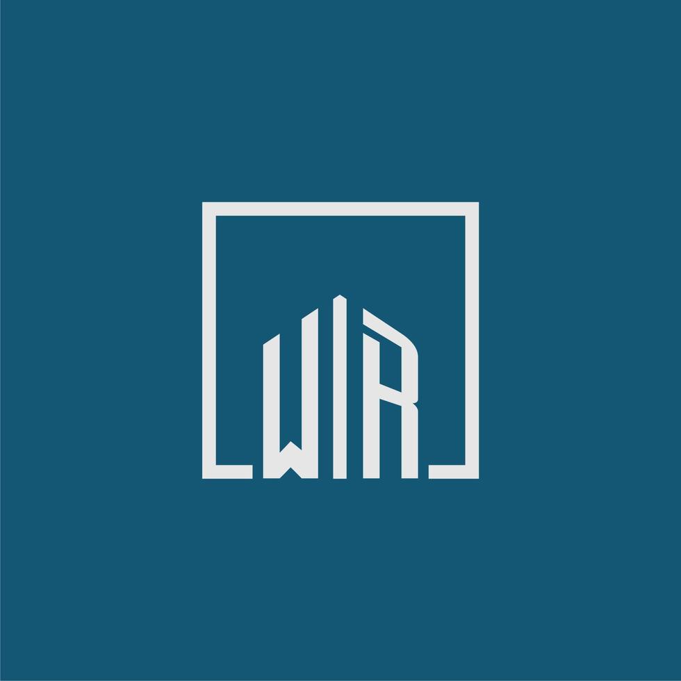 wr eerste monogram logo echt landgoed in rechthoek stijl ontwerp vector