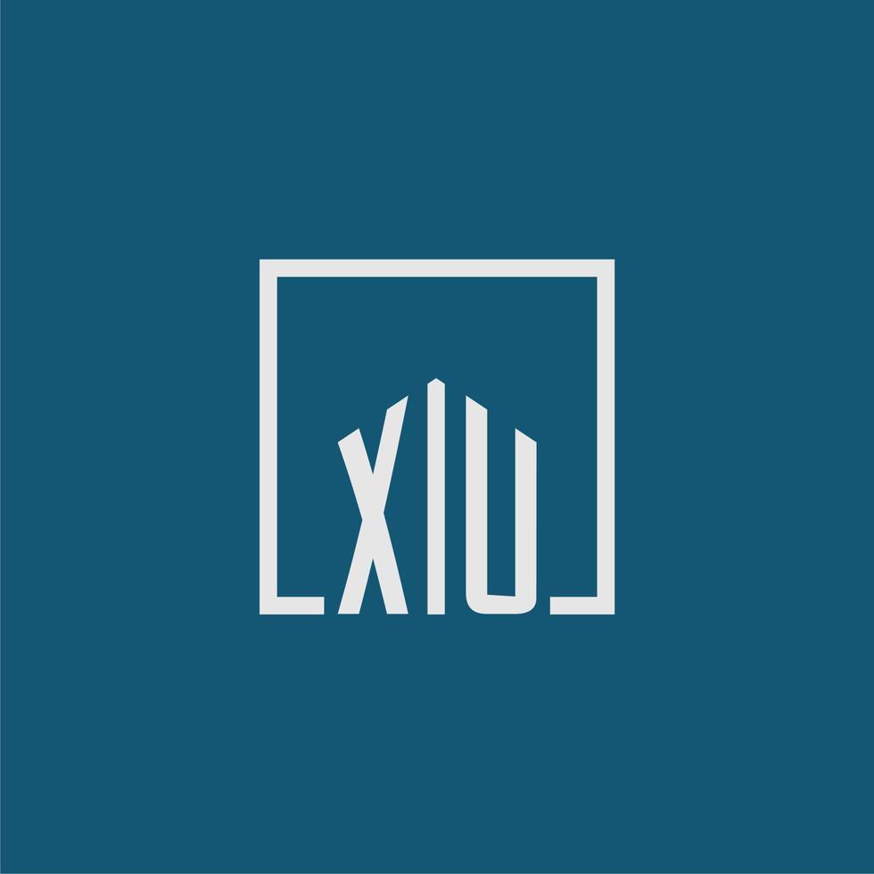 xu eerste monogram logo echt landgoed in rechthoek stijl ontwerp vector