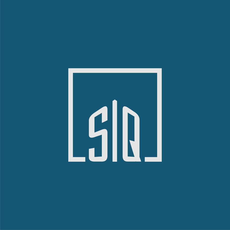 sq eerste monogram logo echt landgoed in rechthoek stijl ontwerp vector