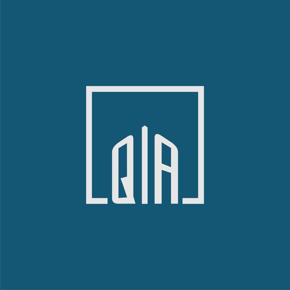 qa eerste monogram logo echt landgoed in rechthoek stijl ontwerp vector