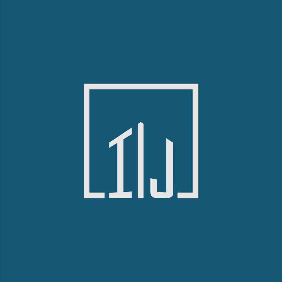 ij eerste monogram logo echt landgoed in rechthoek stijl ontwerp vector