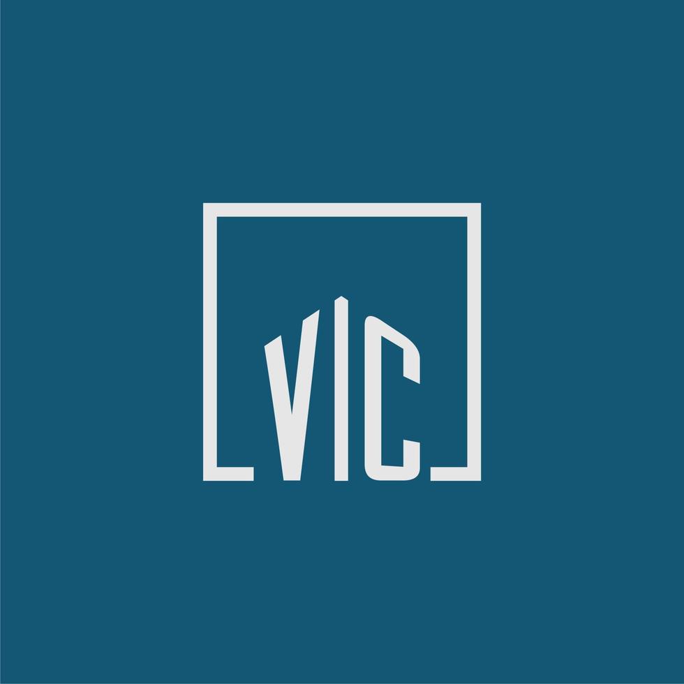 vc eerste monogram logo echt landgoed in rechthoek stijl ontwerp vector